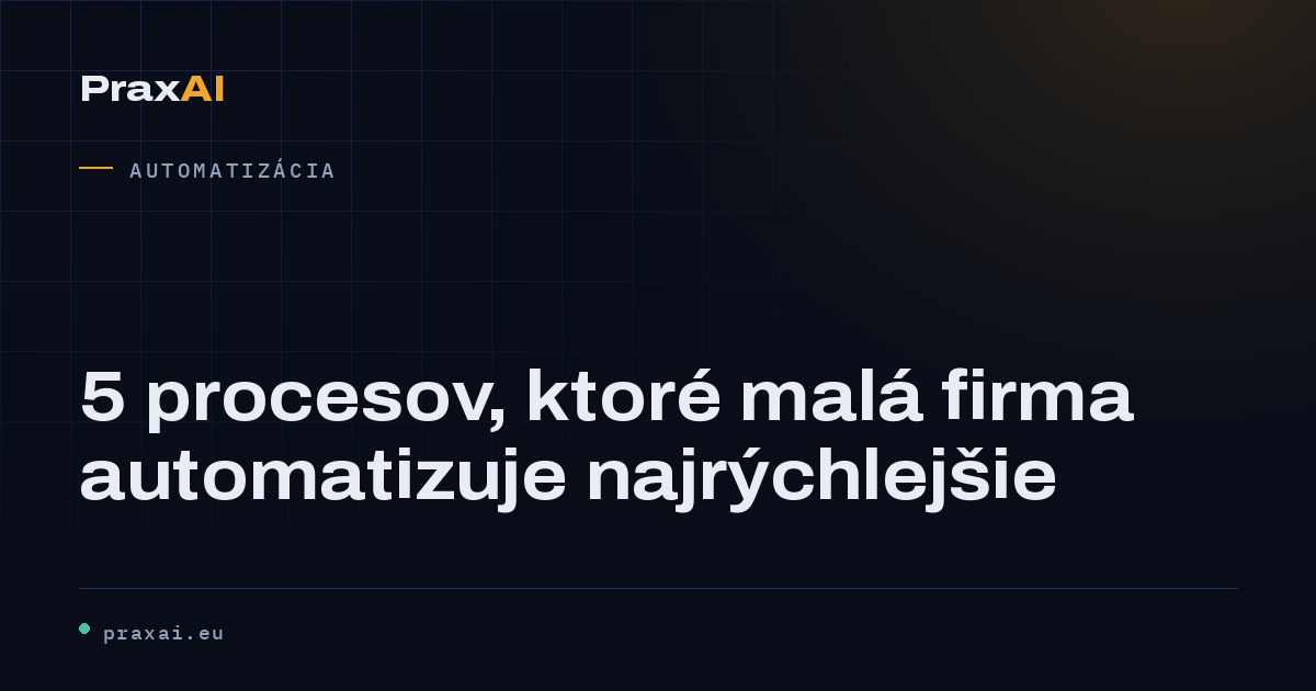 5 procesov, ktoré malá firma automatizuje najrýchlejšie | PraxAI