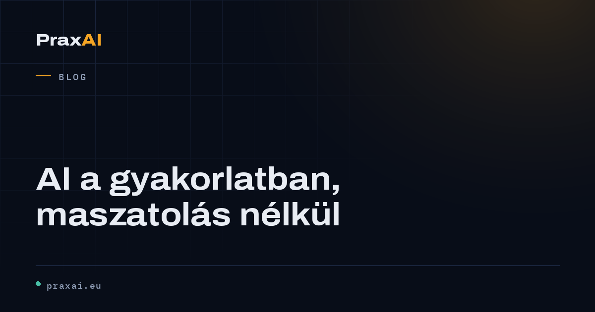 AI a gyakorlatban, maszatolás nélkül | PraxAI
